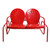 2-Person Outdoor Retro Metal Tulip Double Glider Patio Chair, Red - Vintage Charm for Your Outdoor Space