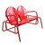 2-Person Outdoor Retro Metal Tulip Double Glider Patio Chair, Red
