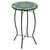 19" Green and Blue Peacock Flower Tail Glass Patio Side Table