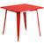 31.5'' Red Contemporary Square Outdoor Patio Cafe Table with Rubber Glides