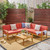 6pc Red and Brown Contemporary Outdoor Patio Chat Set with Cushions 29.5"