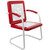 35" Square Outdoor Retro Tulip Armchair, Red and White