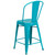 40.25" Teal Blue Contemporary Outdoor Patio Counter Height Stool with Back