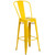 "Yellow Contemporary Outdoor Furniture Patio Barstool with Removable Back - Stylish Retro-Vintage Design"