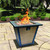 28" Black and Brown Square Gas Fire Pit Table