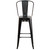 45.25" Black and Gold Contemporary Vertical Outdoor Furniture Patio Bistro Bar Stool with Removable Back