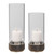 Set of 2 14" Clear and Brushed Brass Contemporary Candleholders