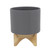 Matte Finish Speckled Ceramic Planter on Stand - 12" - Gray and Brown