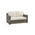 56" Taupe Synthetic Wicker Loveseat with Canvas Brown Cushion