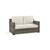 56" Taupe Synthetic Wicker Loveseat with Green Cushion