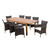 9-Piece Teak Brown Finish Outdoor Furniture Patio Expandable Dining Set - Beige Cushions