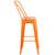 45.25" Orange Contemporary Vertical Outdoor Furniture Patio Bistro Bar Stool with Removable Back