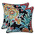 Set of 2 Black and Blue Floral UV Resistant Outdoor Patio Corded Square Throw Pillows 16.5"