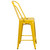 39.25" Yellow Contemporary Outdoor Patio Counter Height Stool with Removable Back