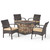 5pc Tan Brown and Beige Contemporary Outdoor Patio Fire Pit Set 32"