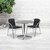 3-Piece Silver and Black Outdoor Patio Rattan Wicker Table with Chairs