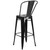 45.25" Black Contemporary Outdoor Patio Bar Stool with Removable Back