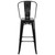 45.25" Black Contemporary Outdoor Patio Bar Stool with Removable Back