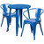 29'' Blue Metal Round Indoor-Outdoor Table Set with 2 Arm Chairs