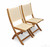 Set of 2 Natural Teak Outdoor Patio Folding Dining Chairs with Cream Batyline Fabric