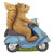 10.5" Squirrel and Turtle on Motorcycle Outdoor Garden Statue