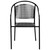 32.25" Black Contemporary Round Back Outdoor Patio Arm Chair
