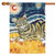 Tabby Cat Starry Night Outdoor House Flag 40' x 28"