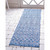2' x 8' Blue and Ivory Geometric Rectangular Outdoor Rug Runner