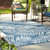 5' x 8' Teal Blue and Ivory Tropical Rectangular Outdoor Area Throw Rug