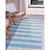 8' x 11.25' Aqua Blue and Ivory Striped Rectangular Outdoor Area Throw Rug