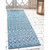 2' x 6' Teal Blue and Gray Geometric Rectangular Outdoor Rug Runner