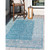 8' x 11.25' Aqua Blue and Gray Floral Border Rectangular Outdoor Area Throw Rug