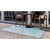 8' x 11.25' Aqua Blue and Gray Floral Border Rectangular Outdoor Area Throw Rug