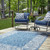 4' x 6' Blue and Gray Floral Border Rectangular Outdoor Area Throw Rug