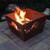 24" Brown Rustic Finish Forest and Moon Square Outdoor Fire Basket