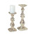 Set of 2 Brown and Cream Antique Style Pillar Candle Holders 14"