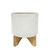 Dots Ceramic Planter on Stand - 7" - White and Brown