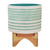 12" Turquoise Green and White Dot Design Ceramic Planter on Stand