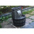 23.5" Brown and Black Whiskey Barrel Fountain and Planter with White LED
