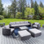 9-Piece Gray Outdoor Furniture Patio Sectional Sofa Set - Silver Cushions