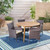 5-Piece Brown Wicker Finish Round Outdoor Furniture Patio Dining Set - Beige Cushions
