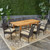 9-Piece Brown Wicker Finish Outdoor Furniture Patio Dining Set - Cream White Cushions