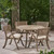 5-Piece Brown Contemporary Outdoor Furniture Patio Dining Set - Cream White Cushions