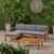 5-Piece Brown Outdoor Furniture Patio Sectional Sofa Set - Gray Cushions