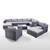 11-Piece Gray Outdoor Furniture Patio Sectional Sofa Set - Silver Cushions