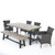 6-Piece Gray Contemporary Outdoor Furniture Patio Dining Set - Silver Cushions
