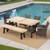 6-Piece Brown Wood Finish Outdoor Furniture Patio Dining Set - Beige Cushions