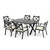 7-Piece Black Aluminum Outdoor Furniture Patio Expandable Dining Set - Ivory Cushions