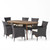 7-Piece Tan Brown Contemporary Wicker Outdoor Furniture Patio Dining Set - Cream White Cushions