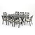 9-Piece Black Aluminum Outdoor Furniture Patio Dining Set - Ivory Cushions